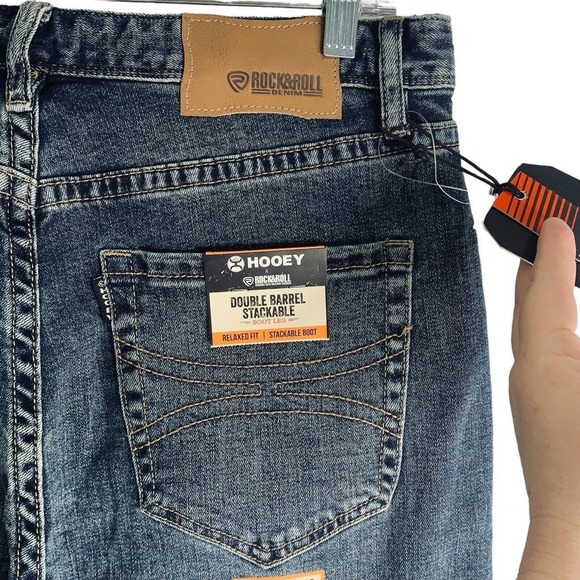 Hooey x Rock & Roll Denim Double Barrel Stackable Boot Leg Mens 30x32 NWT $88 - Picture 13 of 14